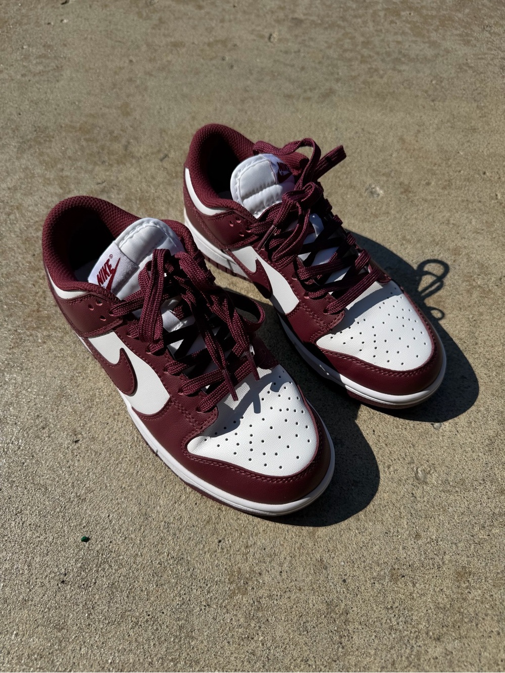Nike Maroon and White Low-Top Sneakers